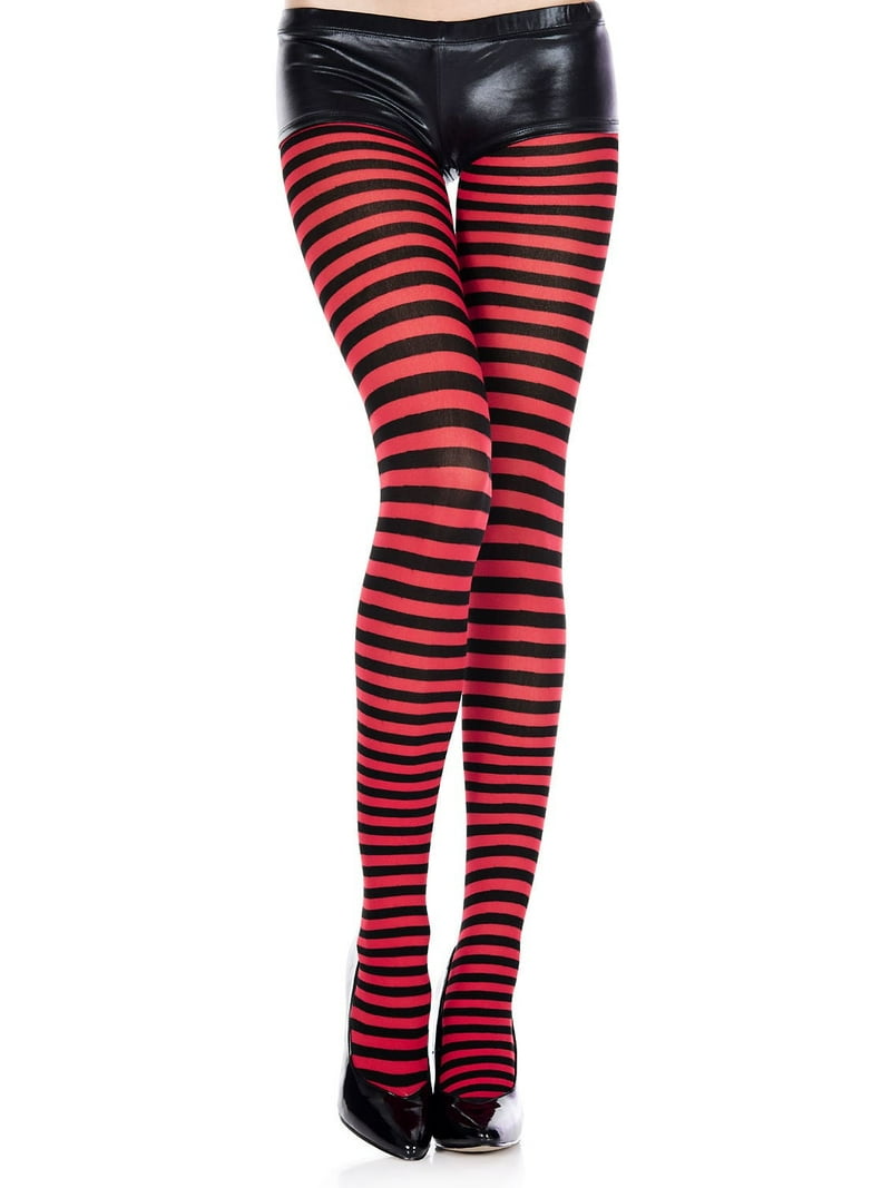 Music Legs, Women's Striped Tights, Style 7471, Black/Red Music Legs, Women's Striped Tights, Style 7471, Black/Red