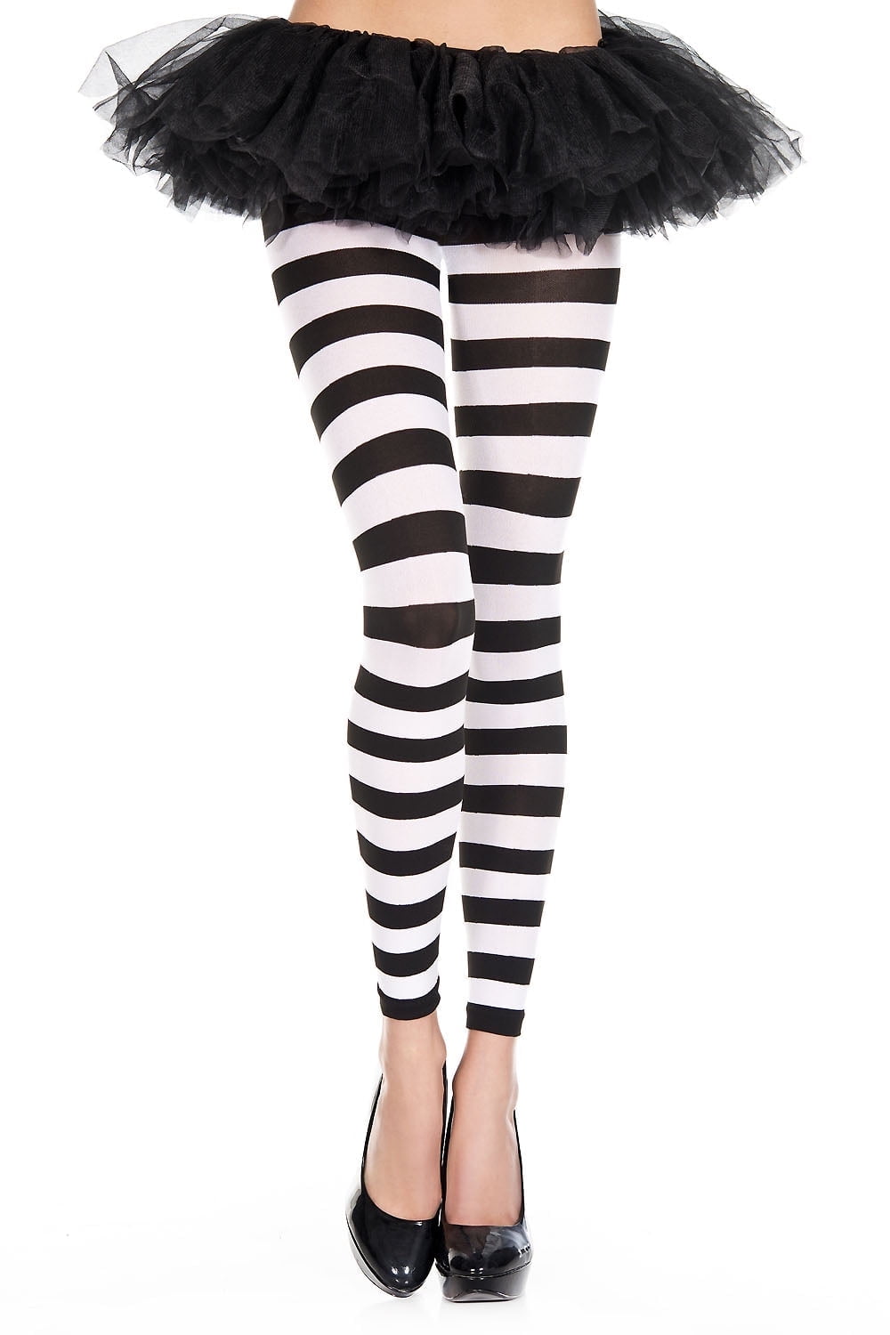 Music Legs Women's Striped leggings 35849-BLACK-WHITE 35849-BLACK/WHITE