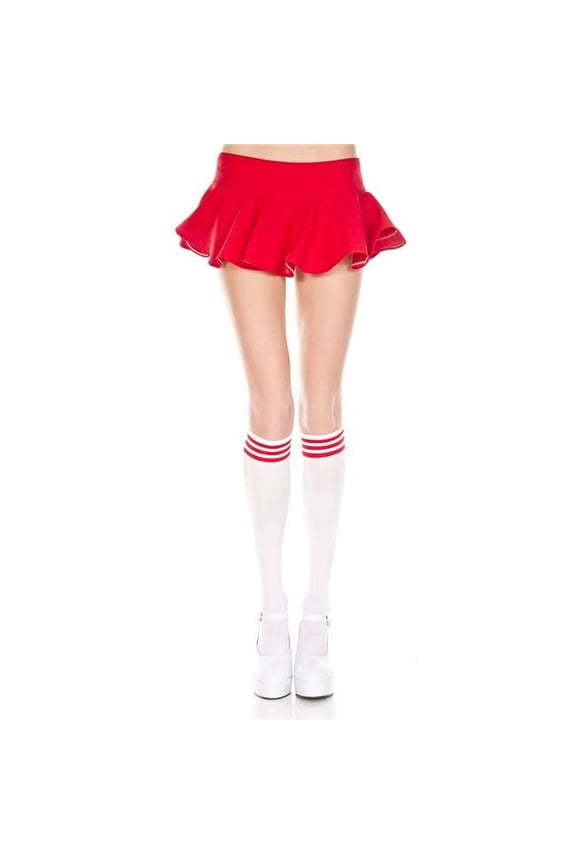 Women's Striped top opaque knee hi 5736-WHITE/RED