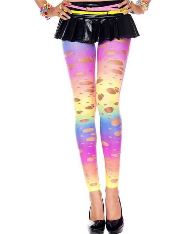 Women's Tattered rainbow leggings