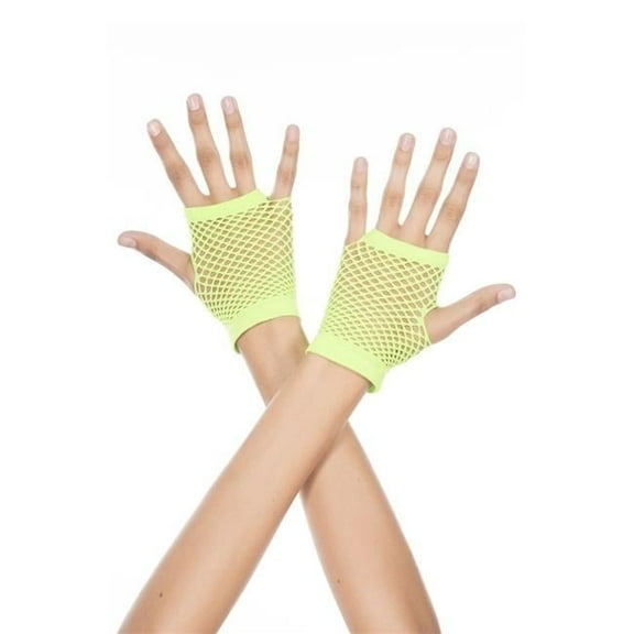 Music Legs Women's Thick diamond net gloves 478-NEON GREEN