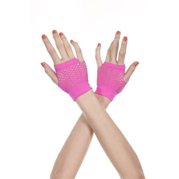 Music Legs Women's Thick diamond net gloves 478-NEON PINK