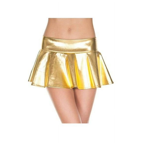 Music Legs Women's Wet Look Wavy Skirt; Gold 180-GOLD