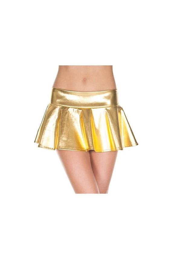 Women's Wet Look Wavy Skirt; Gold 180-GOLD