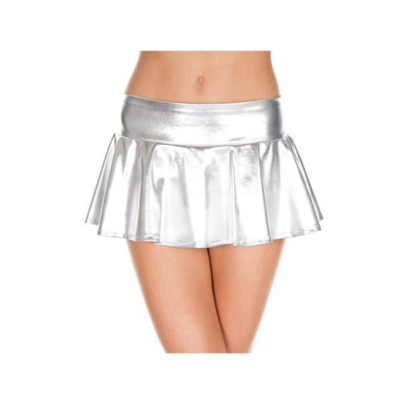 Music Legs Women's Wet Look Wavy Skirt; Silver 180-SILVER