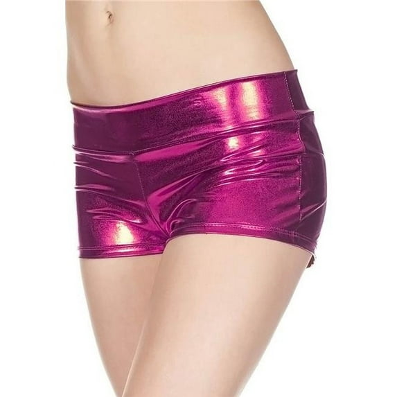 Music Legs Women's Women's 140-FUCHSIA Metallic Mini Booty Shorts - Fuchsia 140-HOT PINK