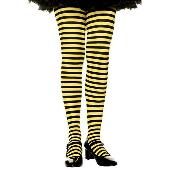 Music Legs Women's Women's 270-BLK-YELLOW-XL Girls Striped Tights; Black & Yellow - Extra Large 270-BLK/YELLOW-XL