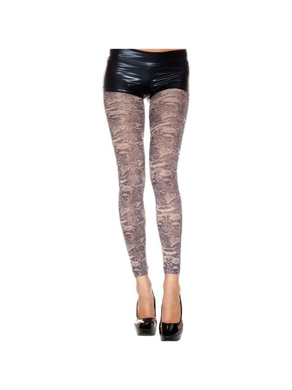 Women's Women's 35801-BEIGE-BLACK Python Print Opaque Thigh High Leggings; Beige & Black 35801-BEIGE/BLACK