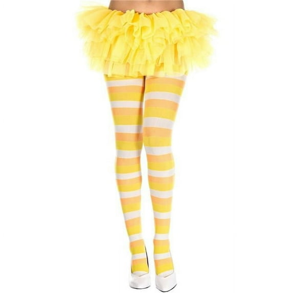 Music Legs Women's Women's 7420-ORANGE-YELL-WHI Candy Corn Pattern Spandex Pantyhose; Orange; Yellow & White 7420-ORANGE/YELL/WHI