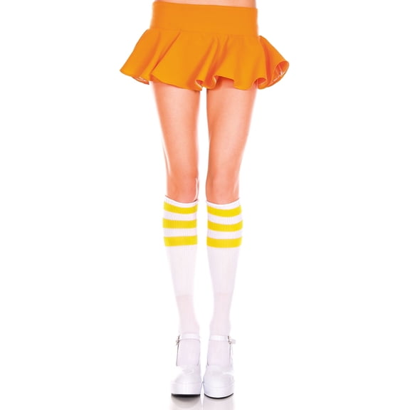 Music Legs Women's Women's Acrylic Knee High Retro Sock, Style 5726 5726-WHITE/YELLOW