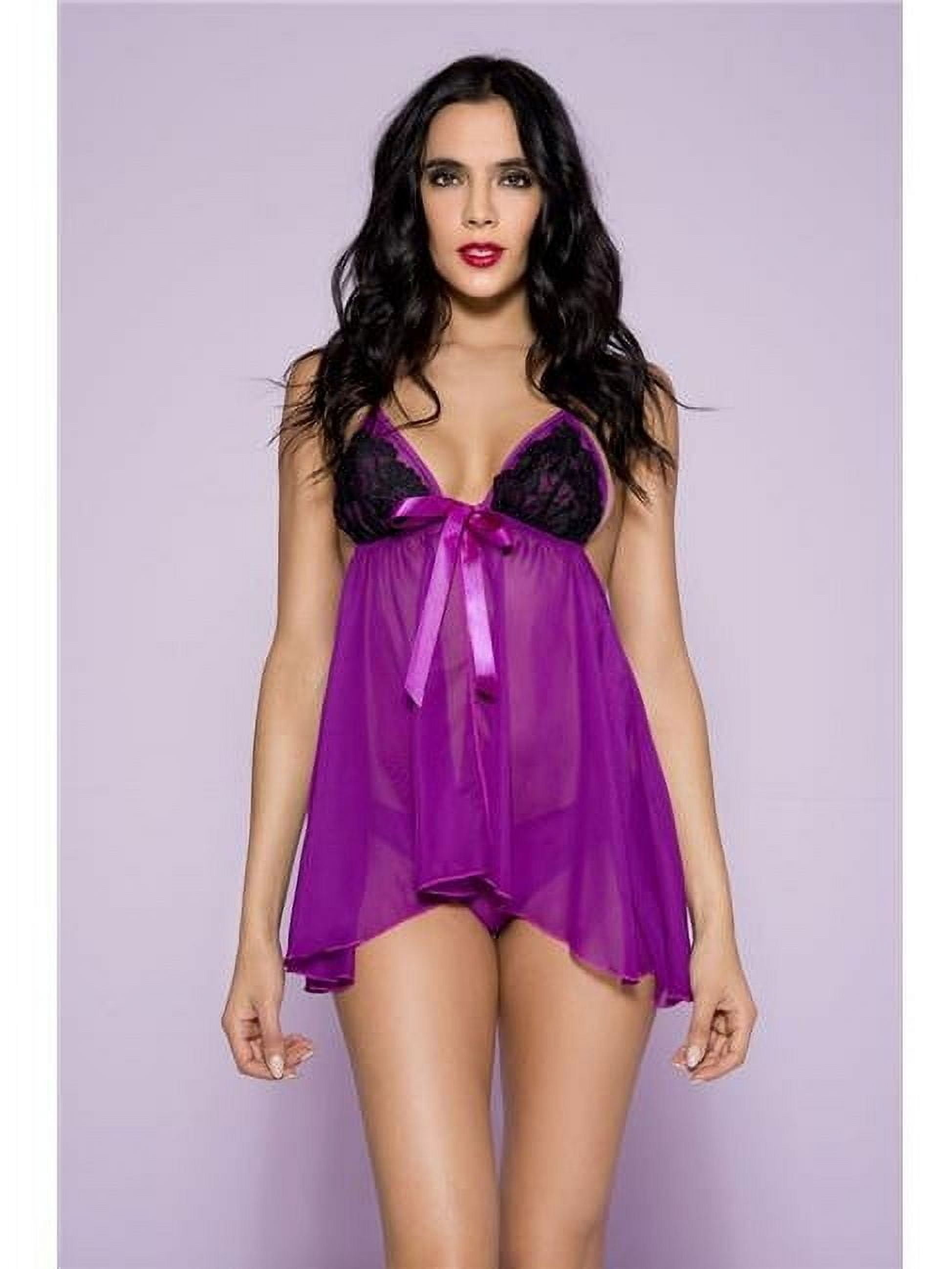 Music Legs Women's Women's Babydoll Lace Lingerie Dress With Panty