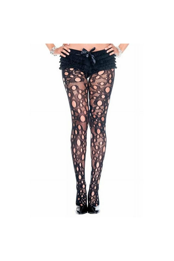 Women's Women's Circle Cut Out Fishnet Pantyhose; Black 50023-BLACK
