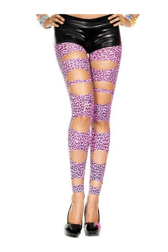 Women's Women's Cut Out Leopard Print Leggings - Neon Pink 35128-NEONPINK