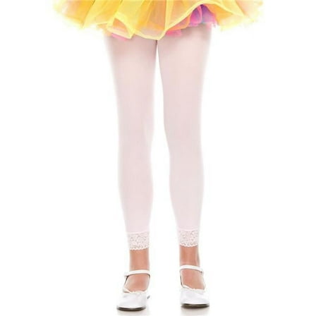 Music Legs Women's Women's Girls Opaque Leggings with Lace Trim; Pink - Large 275-PINK-L