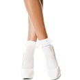 thumbnail image 1 of Music Legs Women's Women's Lace Ruffle Opaque Anklet Sock, White, 1 of 2