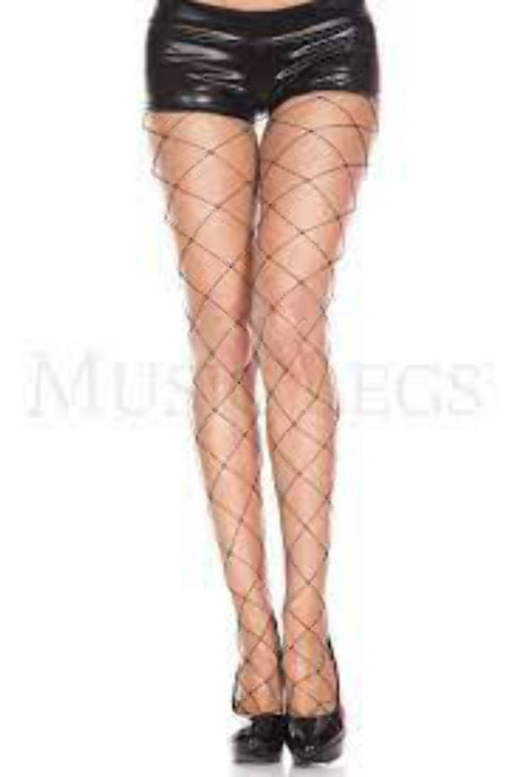 Women's Women's Large Fishnet Spandex Pantyhose 9032 - Black