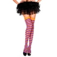 thumbnail image 1 of Music Legs Women's Women's Opaque Striped Thigh High 4237-ORANGE/PURPLE, 1 of 2