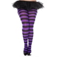 thumbnail image 1 of Music Legs Women's Women's Plus size wide striped tights 7419Q-BLACK-PURPLE, 1 of 1