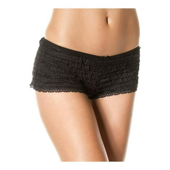 Music Legs Women's Women's Ruffle Lace Booty Shorts; Black 119-BLACK