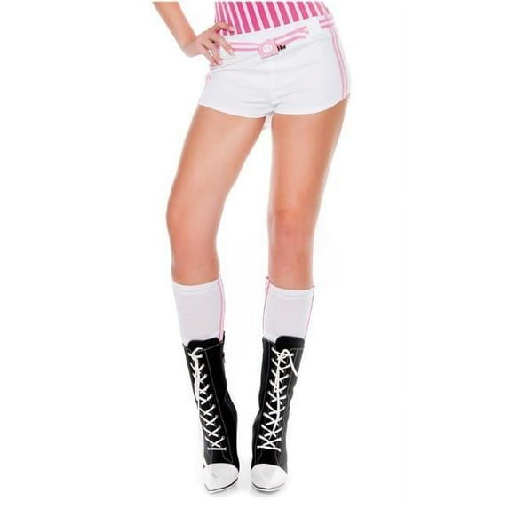 Music Legs Women's Women's Side Double Striped Knee High; White & Pink 5650-WHITE/PINK