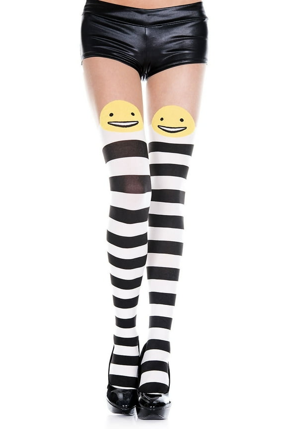 Women's Women's Smiley face striped spandex pantyhose 7177