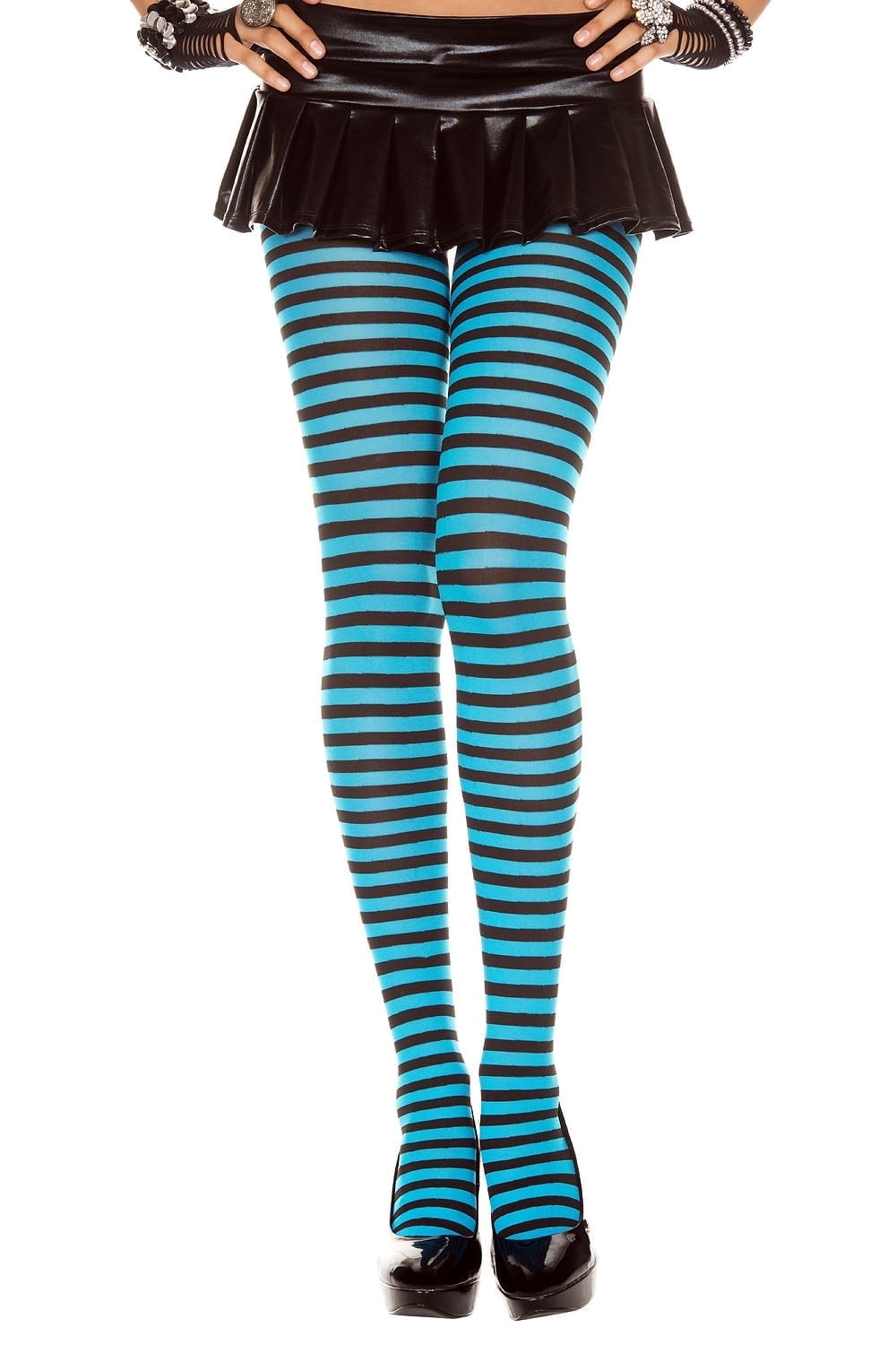 Music Legs Women's Women's Striped Tights, Style 7471 7471-BLK
