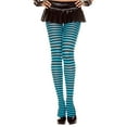 thumbnail image 1 of Music Legs Women's Women's Striped Tights, Style 7471 7471-BLK/TURQUOISE, 1 of 1