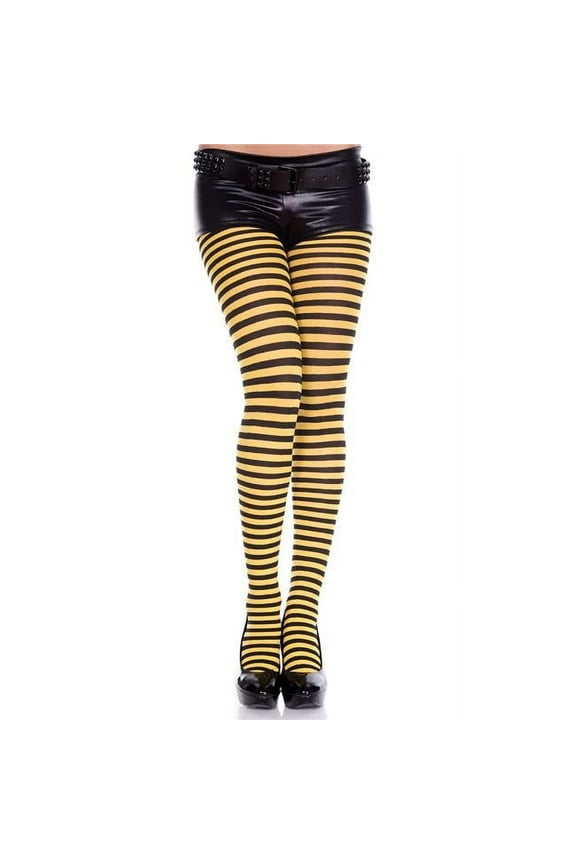 Music Legs Women's Women's Striped Tights, Style 7471 7471-BLK/YELLOW