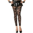 thumbnail image 1 of Music Legs Women's Women's Woven Floral Design Sheer Spandex Leggings; Black 35344-BLACK, 1 of 1