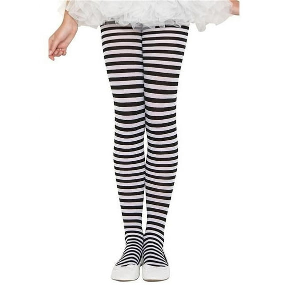 Music Legs Women's Women's girls stripe tights, black/white, medium 270-BLK/WHT-M