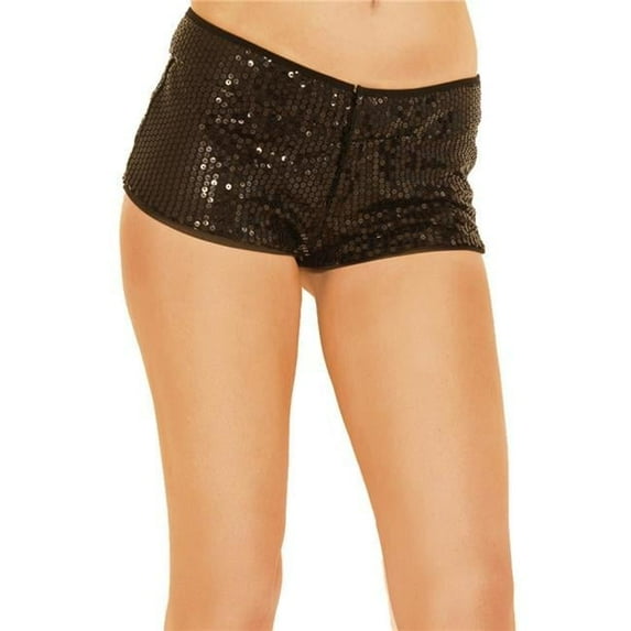 Music Legs Women's Zip front sequined booty shorts 164-BLACK