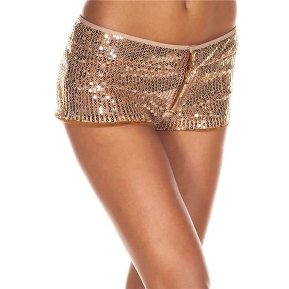 Music Legs Women's Zip front sequined booty shorts -164-GOLD