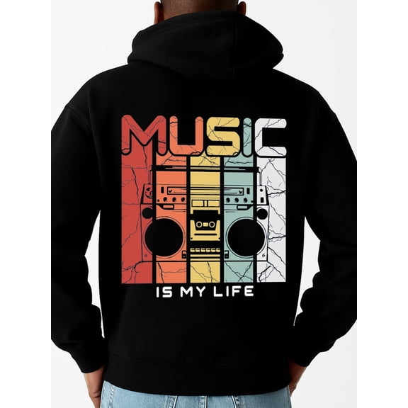 Music Life Boombox hoodies & sweatshirt y2k men's hoodies black Perfect for Fall & Winter elegant gym baggy Unique Design Unisex Shirt Graphic tshirts Basic Unisex Shirt Short Sleeve tshirts