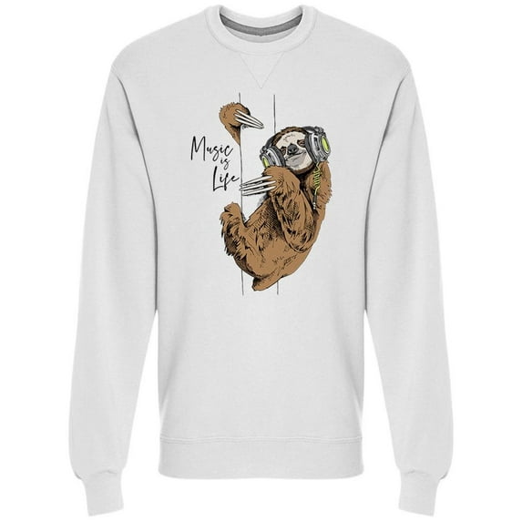 Music Life Sloth Sketch Sweatshirt Men -Image by Shutterstock, Male XX-Large