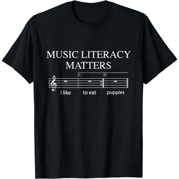 Music Literacy Matters Funny Joke Read Repeat Music Teachers T-Shirt