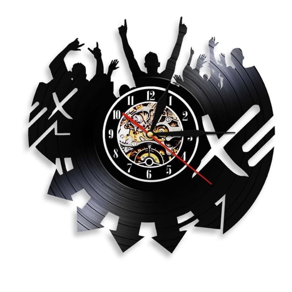 Music Live Show Wall Art Wall Clock Rock Band Live Vinyl Record Wall Clock Night Club Concert Wall Decor Rock n Roll Music Gift Without LED