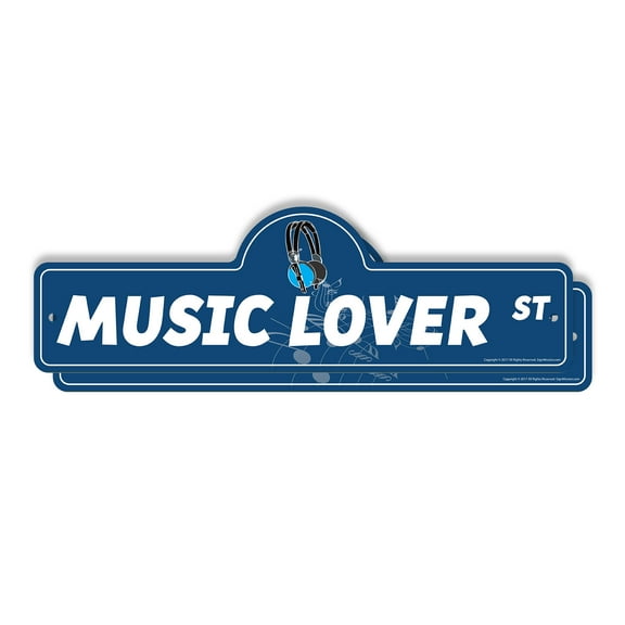 Music LoverĀ (2 Pack) Plastic Street Sign - 7 Inch X 20 Inch Gift Song Band Notes Instrument Fan Decor Fun Performance Art Creative Beats