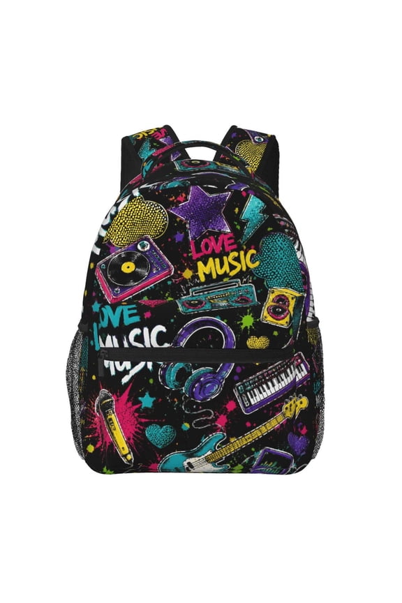 Music Lover Pop Art Backpack Lightweight Travel Bag for Men and Women
