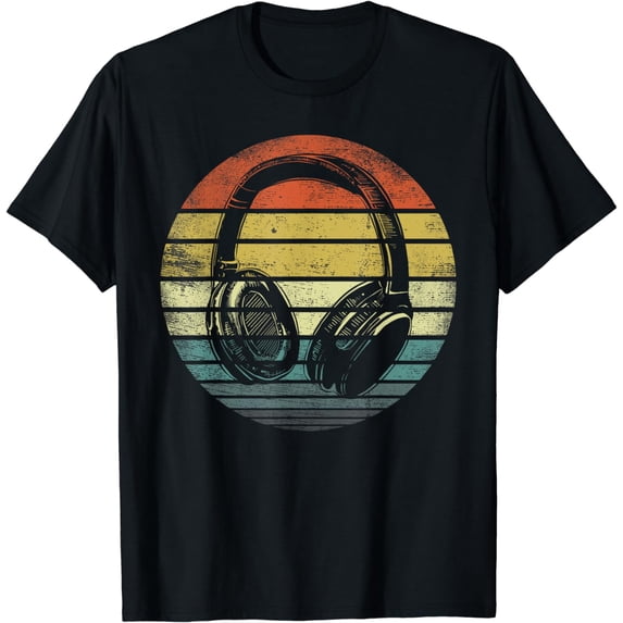 Music Lover Producer DJ Gifts Funny Retro Headphones T-Shirt