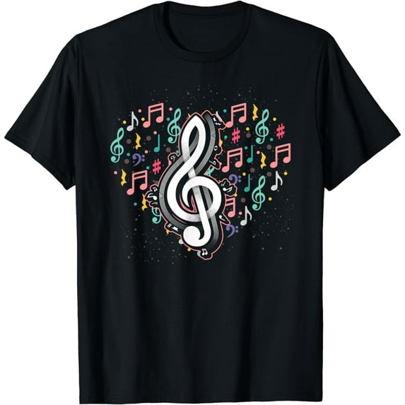 Music Lover Treble Clef Heart Music Notes Musician Music T-Shirt