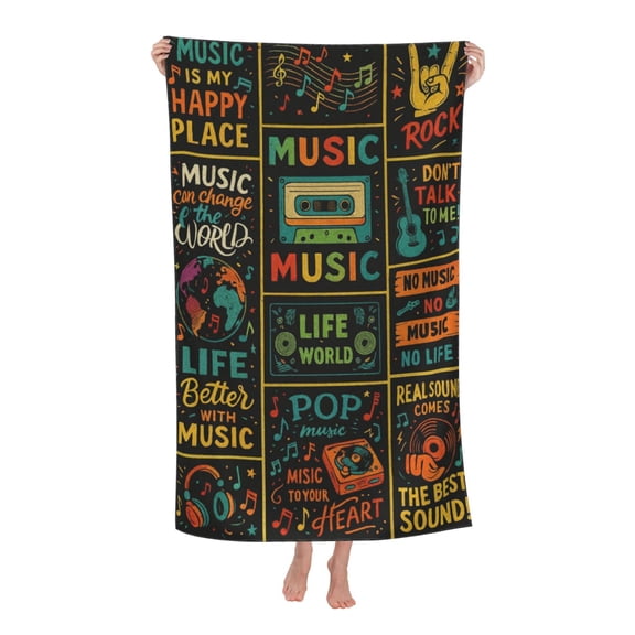 Music Lovers Gifts For Kids Aults Bath Towel Soft and Highly Absorbent for Adults