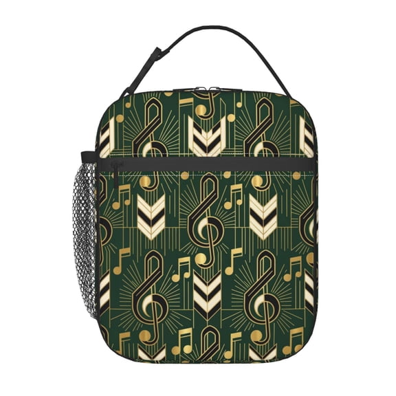 Music Lunch Bag for Men Women Artistic Melody Note Insulated Reusable Lightweight Leak Resistant Portable for Work Office Travel Picnic