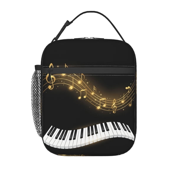 Music Lunch Bag for Men Women Artistic Melody Note Insulated Reusable Lightweight Leak Resistant Portable for Work Office Travel Picnic