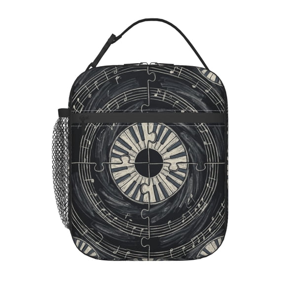 Music Lunch Bag for Men Women Artistic Melody Note Insulated Reusable Lightweight Leak Resistant Portable for Work Office Travel Picnic