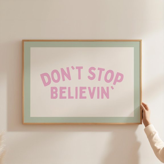 Music Lyrics Quote Poster Sage Green And Pink Art Dopamine Decor Aesthetic Room Decor Above Bed Art Landscape Positive Motivational Poster Home Decor, 16x24 UNFRAMED