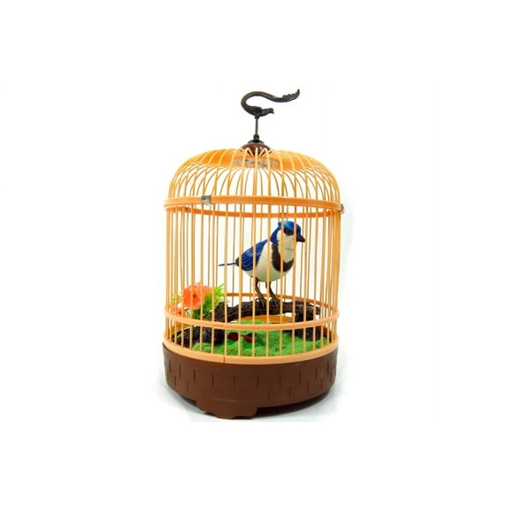 Music Magic Singing & Chirping Bird in Cage - Realistic Sounds & Movements - Blue - Electronic Pets