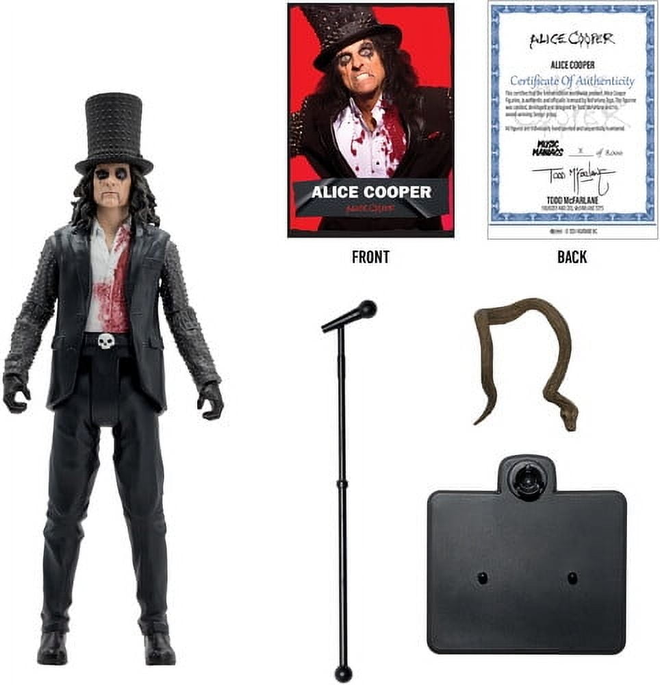 Alice Cooper 6" Black Plastic Action Figure with Accessories