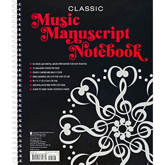 Pre-Owned Music Manuscript Notebook (Regular Staff. Perforated Pages for easy removal.) Paperback