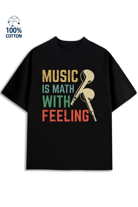 Music Math Feelings Mens Rock black New spring and autumn styles Fashionable printed T-shirts funny music style Retro Unisex Shirt Cotton tshirts Funny Unisex Shirt Cotton tshirts