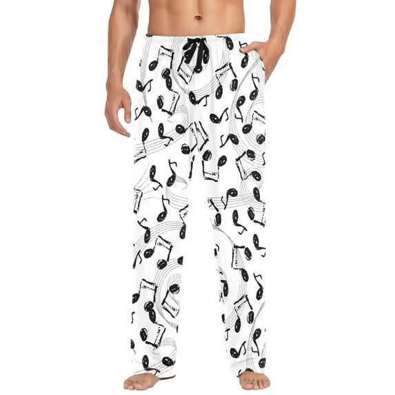 Music Mens Cotton Pajama Pants with Pockets Elastic Waist Lightweight Breathable Relaxed Fit Lounge Sleepwear XX-Large